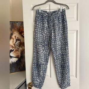 Michael Kors Navy and White Patterned Drawstring Joggers